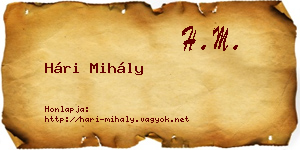 Hári Mihály névjegykártya